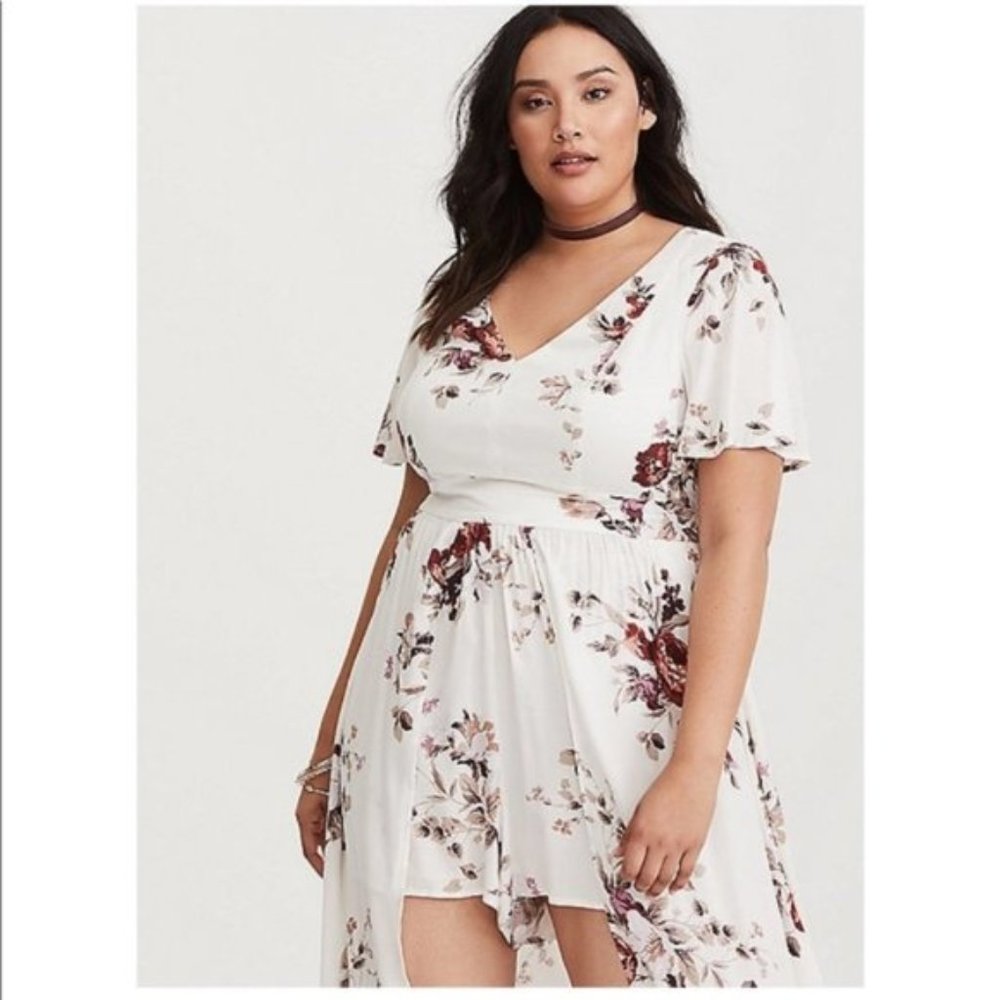 Torrid Maxi Skirt Romper Ivory Floral 14 NWT - Picture 3 of 7